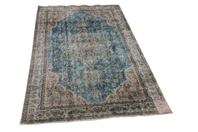 Vintage vloerkleed bruin, blauw nr.13379 213cm x 118cm 