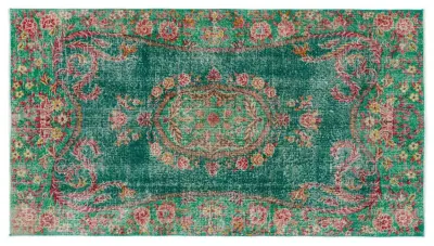 Vintage vloerkleed groen 19725 233cm x 130cm