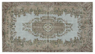 Vintage vloerkleed blauw nr.19901 212cm x 118cm 