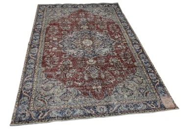 Vintage vloerkleed rood, blauw nr.23030 257cm x 156cm 