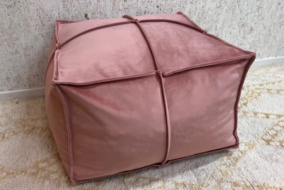 Velvet poef roze 60cm x 60cm x 40cm hoog