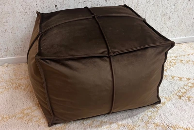 SALE Velvet poef donker bruin 60cm x 60cm x 40cm hoog