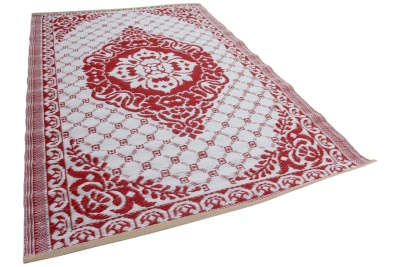 Buitenkleed wit rood van gerecycled gevlochten kunststof 180cm x 120cm