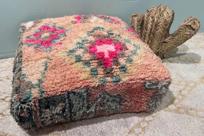 SALE Moroccan Pouf No. 47033 60cm x 60cm x 25cm including filling (pouf has a hole, see photos)