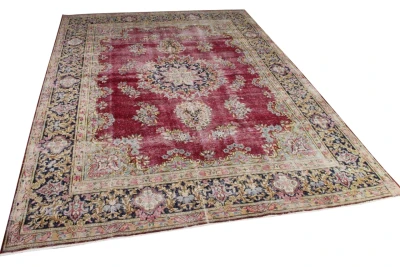 Vintage kirman vloerkleed rood, blauw 15046 396cm x 293cm