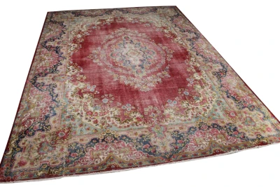 Vintage kirman vloerkleed rood 15117 427cm x 305cm