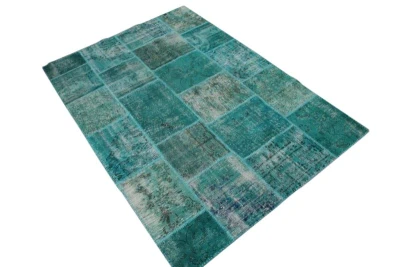 Patchwork vloerkleed, blauw, 238cm x 167cm  