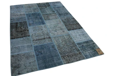 Patchwork blauw vloerkleed nr: 10754, 240cm x 170cm 
