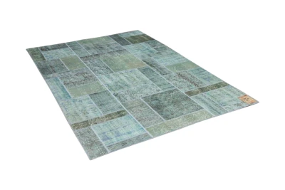 patchwork vloerkleed groen, blauw nr.24606 240cm x 160cm 