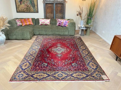 SALE Vintage Perzisch vloerkleed 36001 300cm x 200cm kleed heeft een slijtage plek zie foto