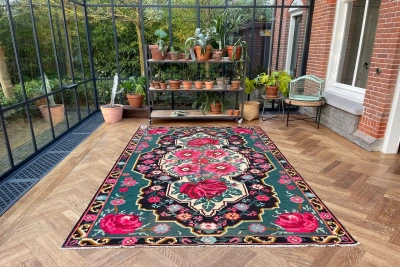 Gereserveerd Rozenkelim authentiek, handgeweven in Moldavië 14404 304cm x 195cm