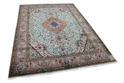 VERKOCHT Vintage Tabriz vloerkleed uit 1970 met zijde, nr.13401, 290cm x 200cm 