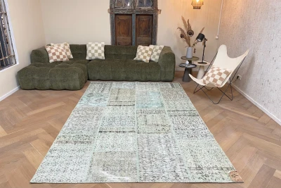 patchwork vloerkleed groen nr.11484 300cm x 200cm