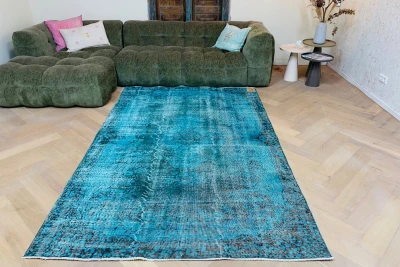 SALE Vintage vloerkleed turquoise 14991 266cm x 169cm
