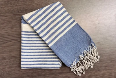 Sample sale Hamamdoek blauw wit (170cm x 70cm)  