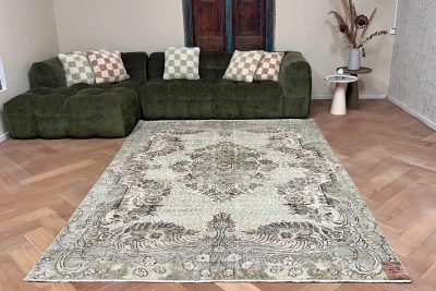 Vintage vloerkleed groen 27198 290cm x 202cm