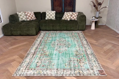 Vintage vloerkleed groen 27302 286cm x 176cm