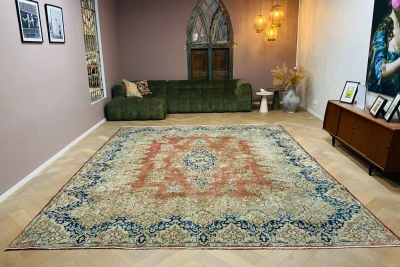 Vintage kirman vloerkleed 60123 390cm x 306cm