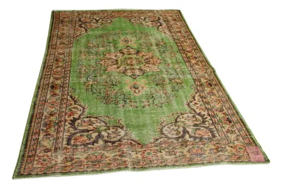 vintage vloerkleed groen 257cm x 166cm 