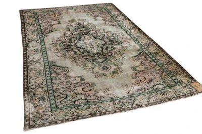 Vintage vloerkleed Groen met bruin nr:25319 284cm x 190cm