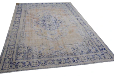 Vintage vloerkleed oranje, blauw 25683 300cm x 215cm