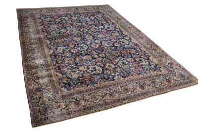 Vintage vloerkleed, met blauw en rood, 58553, 395cm x 296cm