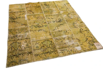 Geel patchwork vloerkleed 192cm x 164cm 