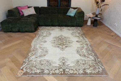 Vintage vloerkleed beige 12671 269cm x 181cm