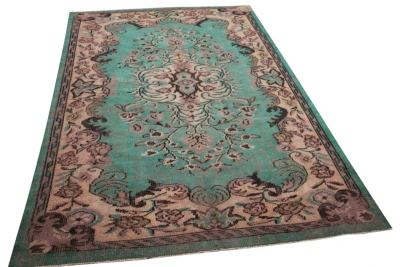 Vintage vloerkleed groen 19747 254cm x 161cm
