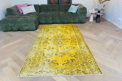 Vintage vloerkleed okergeel 22987 264cm x 147cm