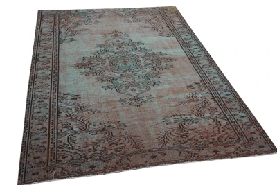 Vintage vloerkleed groen 28590 242cm x 158cm