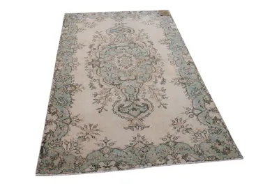 Vintage vloerkleed beige met groen 8483 215cm x 123cm