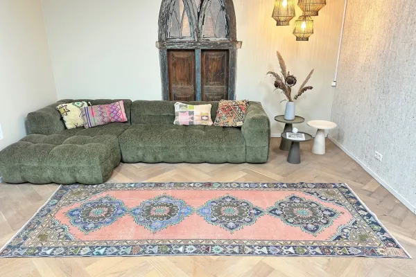 Vintage vloerkleed loper 74212 326cm x 125cm