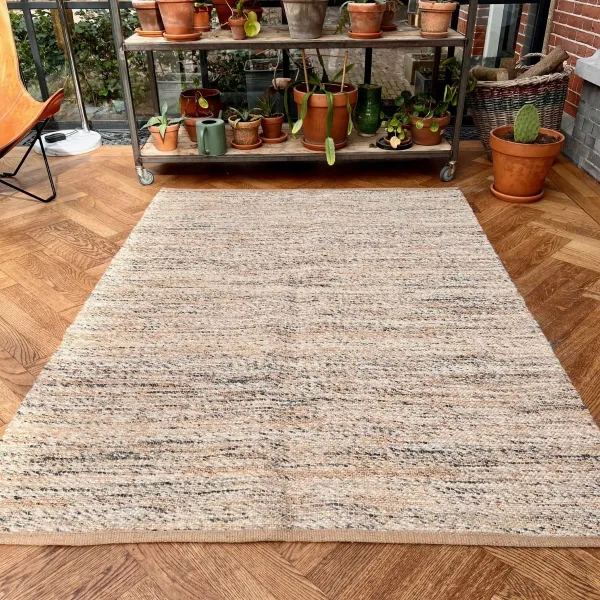 Sale vloerkleed jute beige, blauw 180cm x 120cm