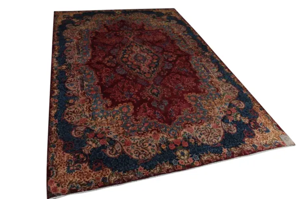 Vintage kirman vloerkleed rood, blauw 15058 380cm x 247cm