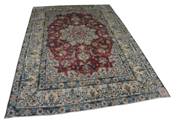 Vintage kirman vloerkleed rood, blauw 15145 289cm x 195cm