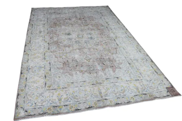 Vintage vloerkleed roze, blauw 15148 312cm x 193cm