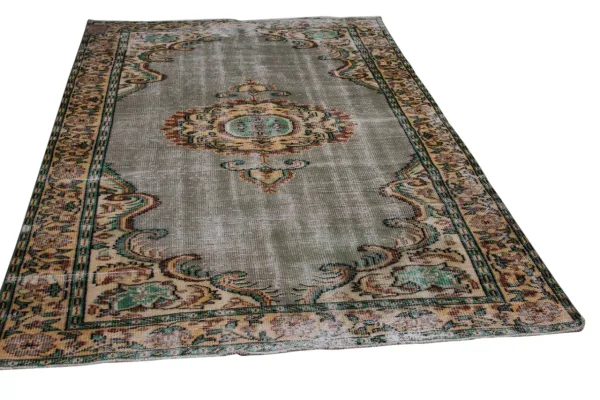 Vintage vloerkleed groen nr.17904 277cm x 180cm  