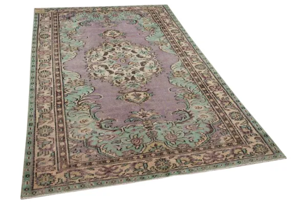 Vintage vloerkleed paars met groen 28451 270cm x 161cm