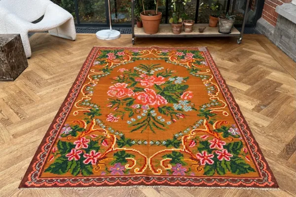 Rozenkelim authentiek, handgeweven in Moldavië 49603 242cm x 161cm  