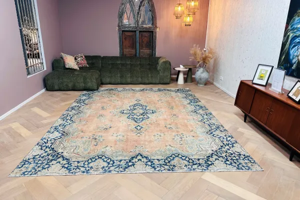 Vintage kirman vloerkleed 60112 349cm x 269cm 