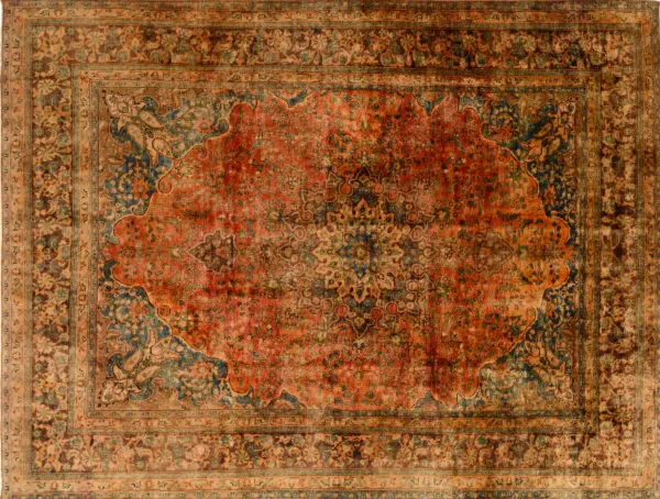 Vintage kirman vloerkleed 63819 378cm x 284cm