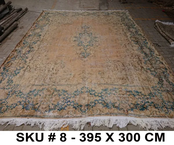 Vintage vloerkleed met blauw, nr.62338, 395cm x 300cm Dit kleed verwachten we half oktober binnen