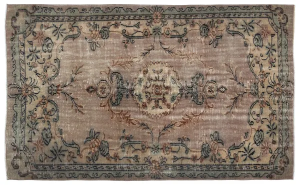 Vintage vloerkleed bruin, groen 9566 263cm x 141cm