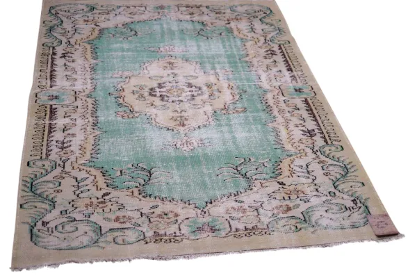 Vintage vloerkleed beige, groen nr.97904 253cm x 169cm  