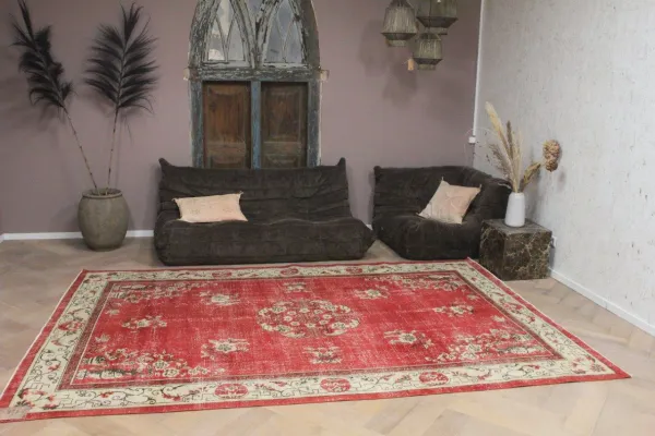 Vintage vloerkleed rood nr.9810 319cm x 211cm 