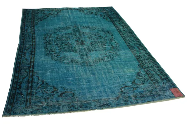 vintage vloerkleed blauw 276cm x 186cm 