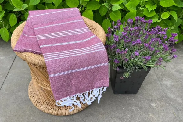 Hamamdoek bordeaux rood 100% katoen (180cm x 100cm)     