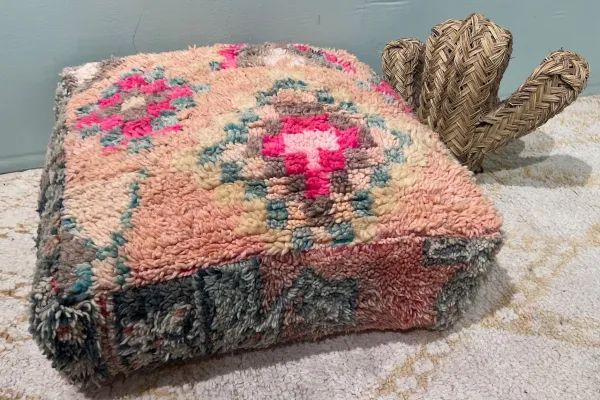 SALE Moroccan Pouf No. 47033 60cm x 60cm x 25cm including filling (pouf has a hole, see photos)