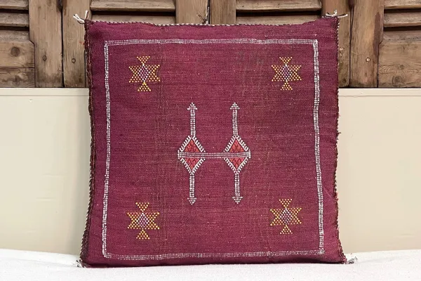 Sabra Kussen uit Marokko aubergine 45cm x 45cm incl vulling nr.64045